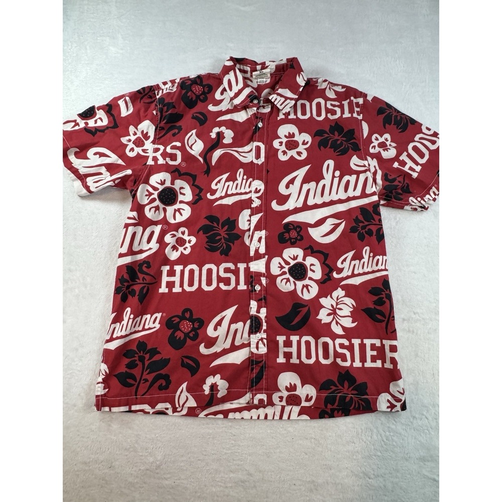 Wes & Willy Indiana Hoosiers Mens XL Red Aloha Button Down Hawaiian Shirt IU